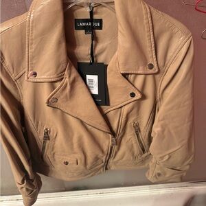 Lamarque Buttery Soft Leather Jacket 675$ NWT Anthropologie Size L Janika Biker